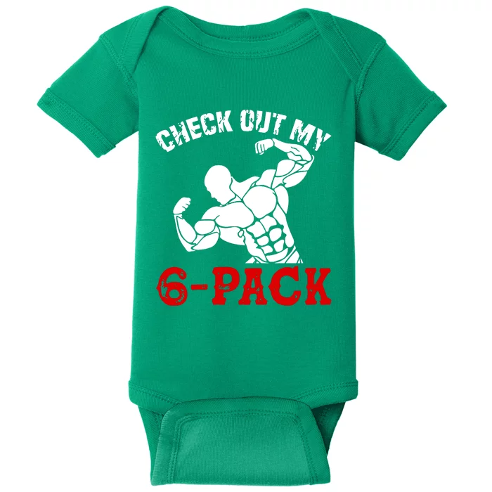 Six 6 Pack Bodybuilding Baby Bodysuit