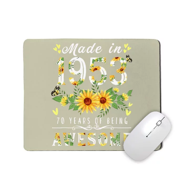 Sunflower 70th Birthday Gifts For Women Floral Best Of 1953 Mousepad