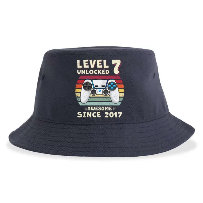 Seven 7th Birthday Decoration Boy 7yr 7 Year Old Birthday Sustainable Bucket Hat