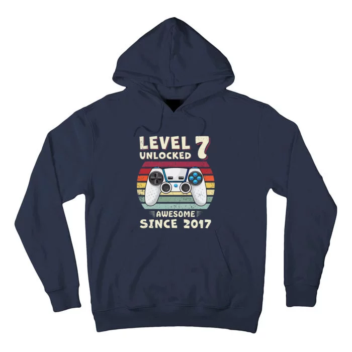 Seven 7th Birthday Decoration Boy 7yr 7 Year Old Birthday Tall Hoodie