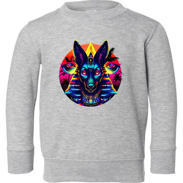 Streetwear 80s 90s Egypt Egyptian God Anubis Toddler Sweatshirt