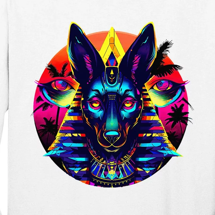 Streetwear 80s 90s Egypt Egyptian God Anubis Tall Long Sleeve T-Shirt