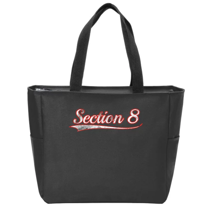 Section 8 Vintage Varsity Distressed Throwback Style Zip Tote Bag