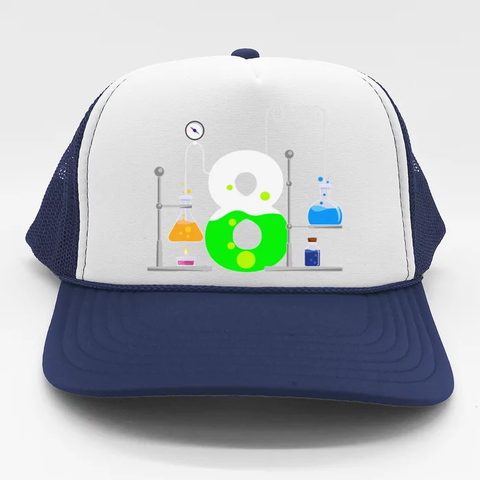 Scientist 8 Years Old 8th Birthday Experiments Science Trucker Hat