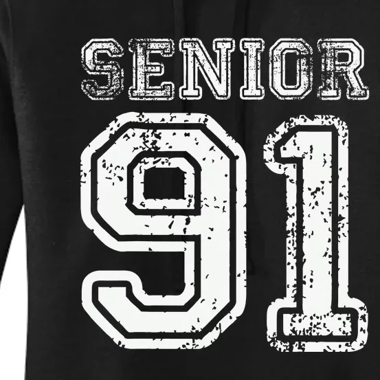 Senior 91 Class of 1991 Retro College High School Graduation Women's Pullover Hoodie