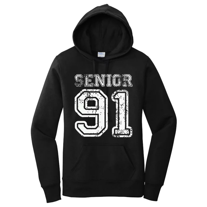 Senior 91 Class of 1991 Retro College High School Graduation Women's Pullover Hoodie