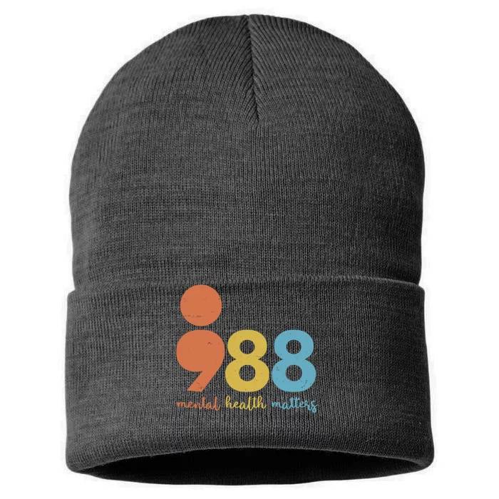 Semicolon 988 Mental Health Matters Sustainable Knit Beanie