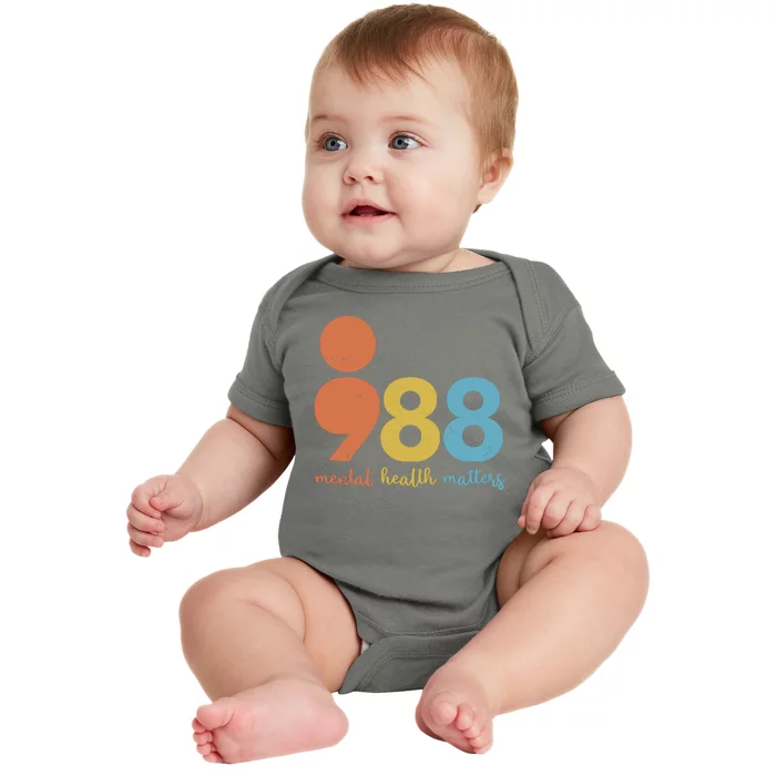 Semicolon 988 Mental Health Matters Baby Bodysuit