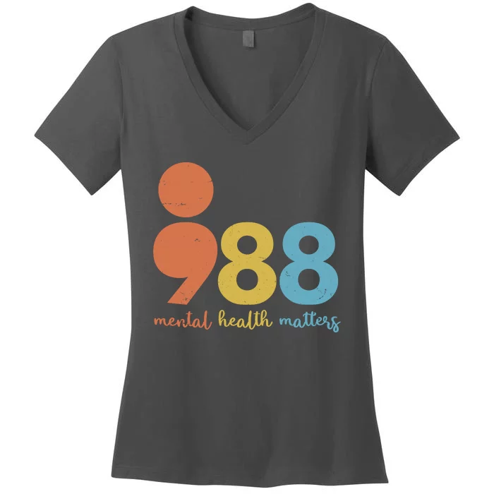 Semicolon 988 Mental Health Matters Women's V-Neck T-Shirt