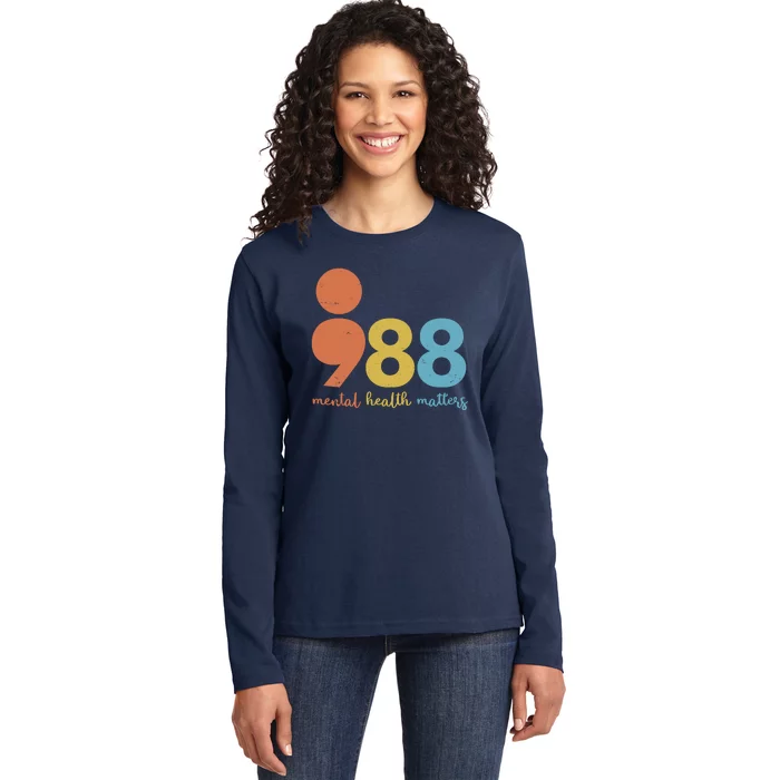 Semicolon 988 Mental Health Matters Ladies Long Sleeve Shirt