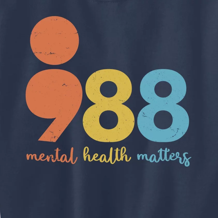 Semicolon 988 Mental Health Matters Kids Sweatshirt