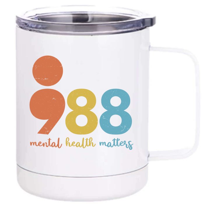 Semicolon 988 Mental Health Matters Front & Back 12oz Stainless Steel Tumbler Cup