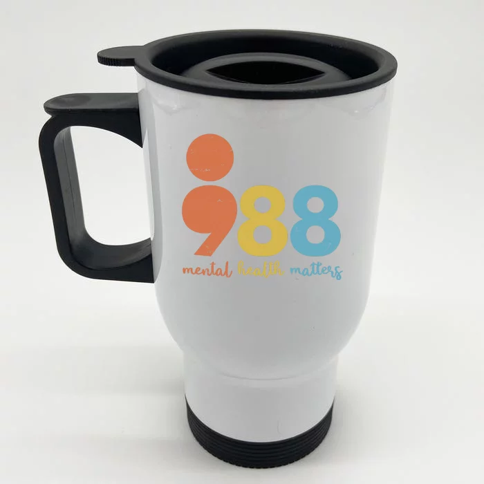 Semicolon 988 Mental Health Matters Front & Back Stainless Steel Travel Mug