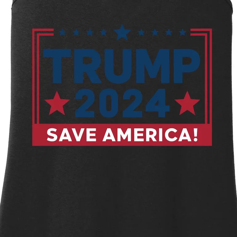 Save America 2024 Slogan Graphic Ladies Essential Tank