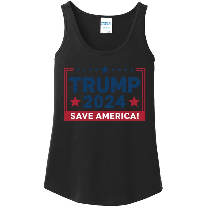 Save America 2024 Slogan Graphic Ladies Essential Tank