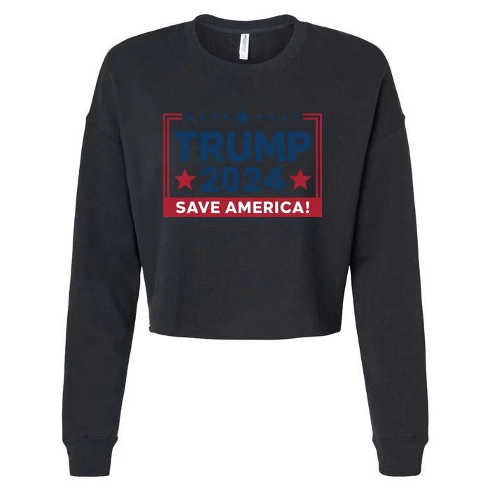 Save America 2024 Slogan Graphic Cropped Pullover Crew