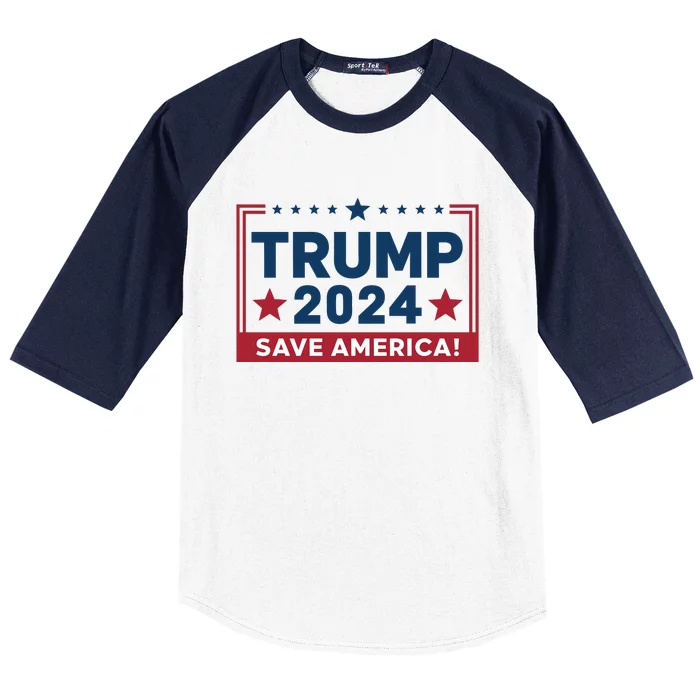 Save America 2024 Slogan Graphic Baseball Sleeve Shirt