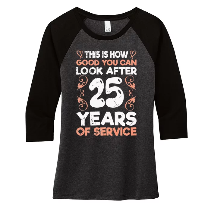 Service Anniversary 25 Years Of Work Anniversary Women's Tri-Blend 3/4-Sleeve Raglan Shirt