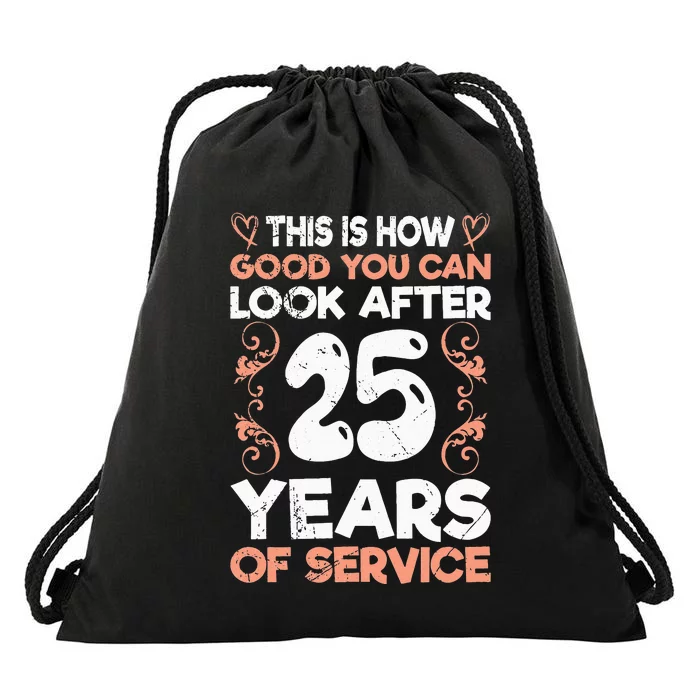 Service anniversary 25 years of work anniversary Drawstring Bag