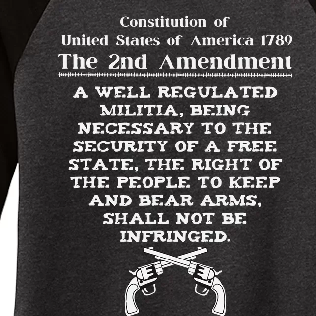 Second Amendment 2A United States Constitution 2nd Amendment Women's Tri-Blend 3/4-Sleeve Raglan Shirt