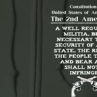 Second Amendment 2A United States Constitution 2nd Amendment Full Zip Hoodie