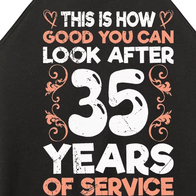 Service Anniversary 35 Years Of Work Colleague Women’s Perfect Tri Rocker Tank