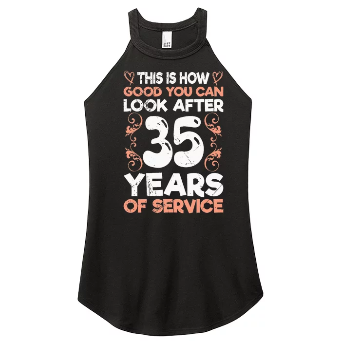 Service Anniversary 35 Years Of Work Colleague Women’s Perfect Tri Rocker Tank