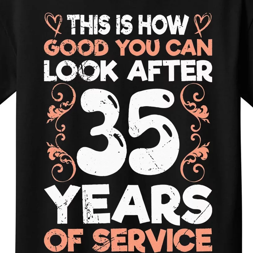 Service Anniversary 35 Years Of Work Colleague Kids T-Shirt