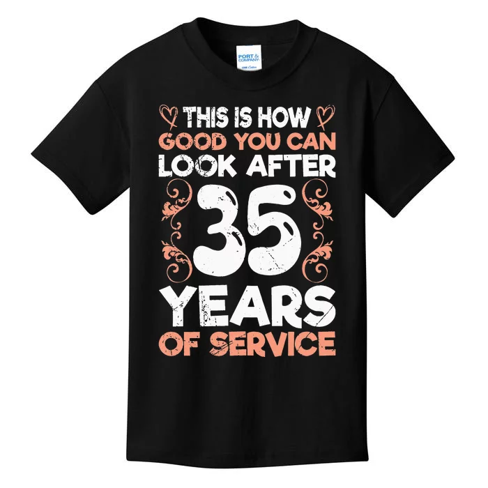 Service Anniversary 35 Years Of Work Colleague Kids T-Shirt