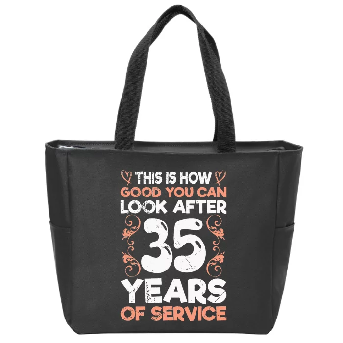 Service Anniversary 35 Years Of Work Colleague Zip Tote Bag