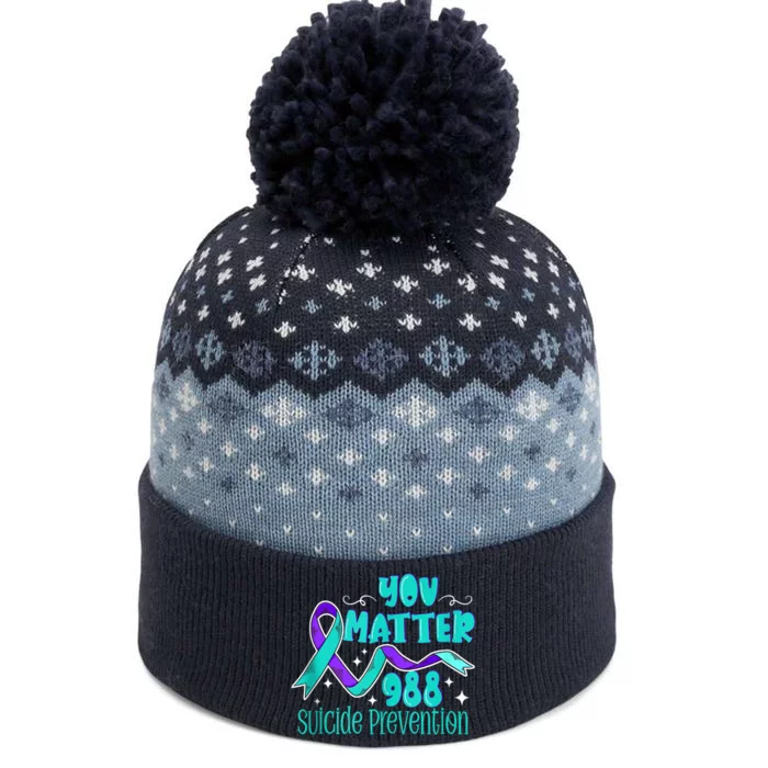 Suicide Awareness 988 Suicide Prevention 988 The Baniff Cuffed Pom Beanie