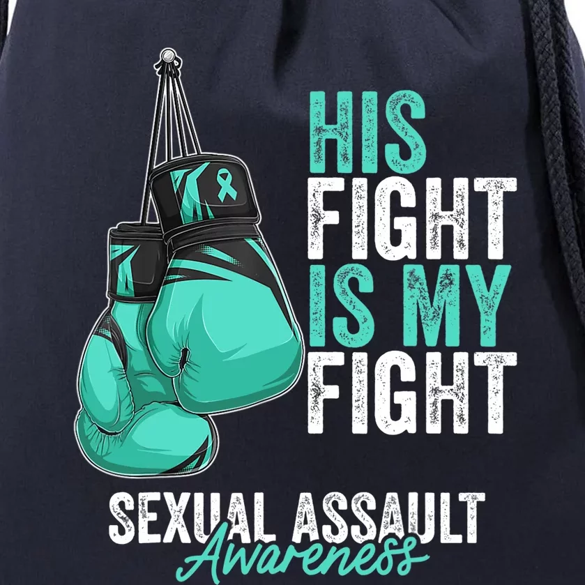 Sexual Assault Awareness Month Boxing Gloves Teal Ribbon Drawstring Bag