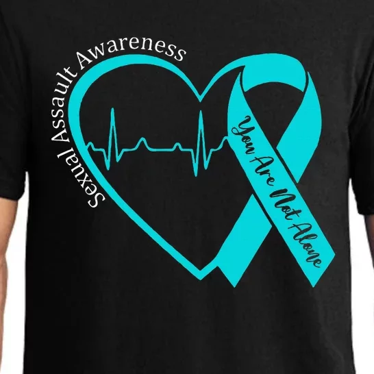 Sexual Assault Awareness Month Heart Teal Ribbon Support Pajama Set