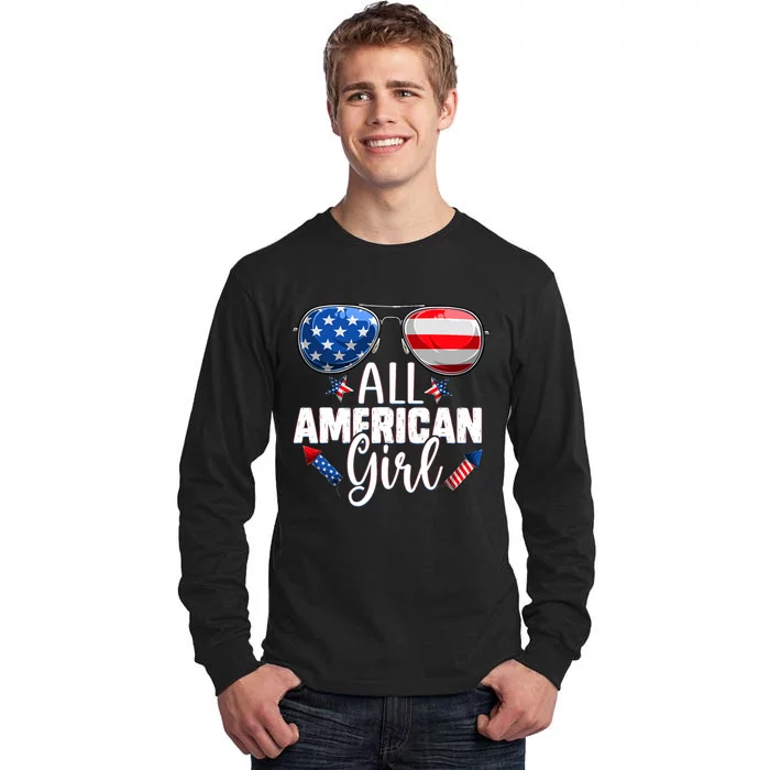 Sunglasses All American Girl 4th Of July Daughter Tall Long Sleeve T-Shirt