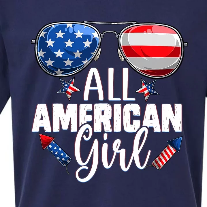 Sunglasses All American Girl 4th Of July Daughter Sueded Cloud Jersey T-Shirt