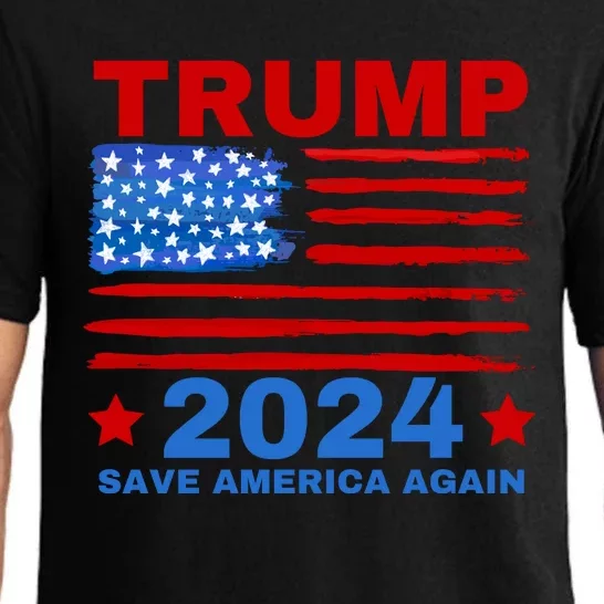 Save America Again 2024 Trump American Flag Pajama Set