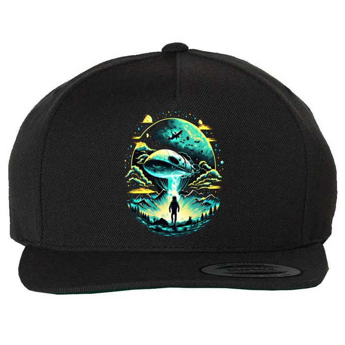 Space Astronaut Alien Abduction Astronomy Extraterrestrial Gift Wool Snapback Cap