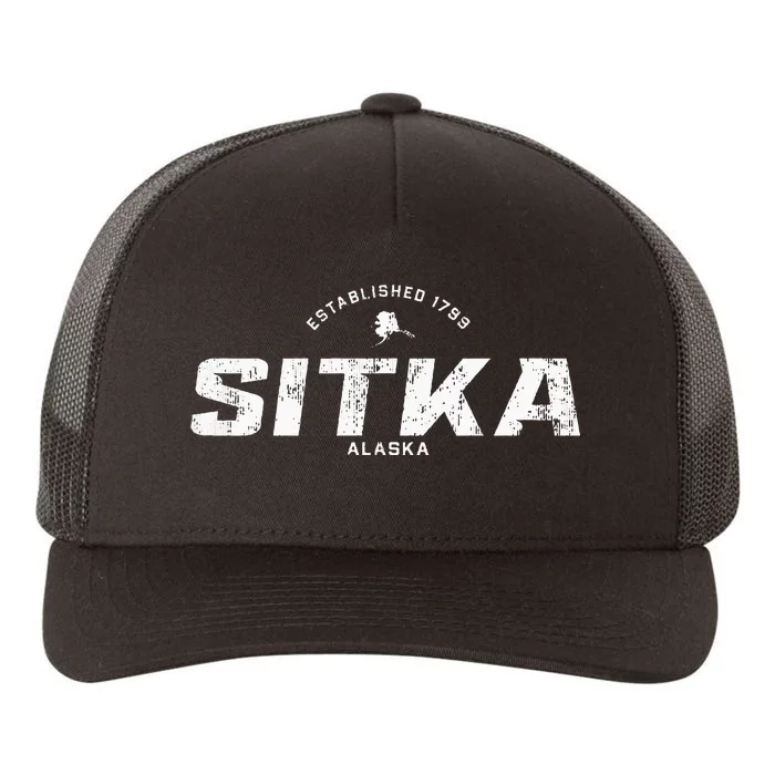 Sitka Alaska Ak Vintage Athletic Sports Yupoong Adult 5-Panel Trucker Hat