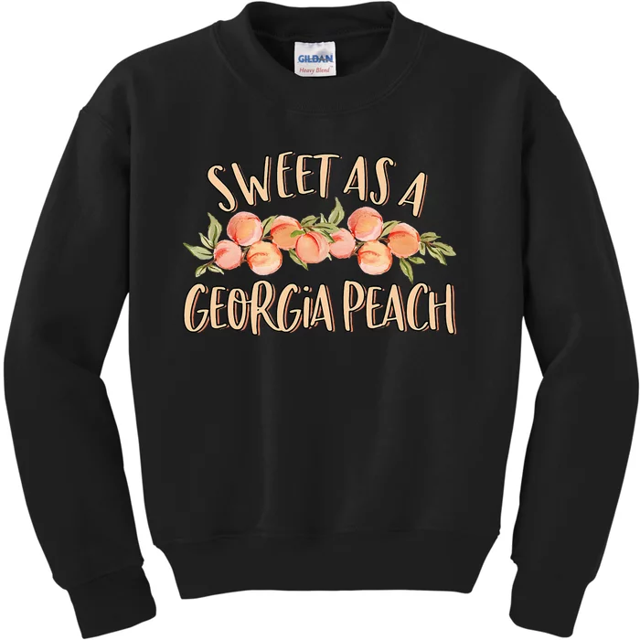 Sweet As A Georgia Peach Cute Funny Southern Georgia Girl Kids Sweatshirt