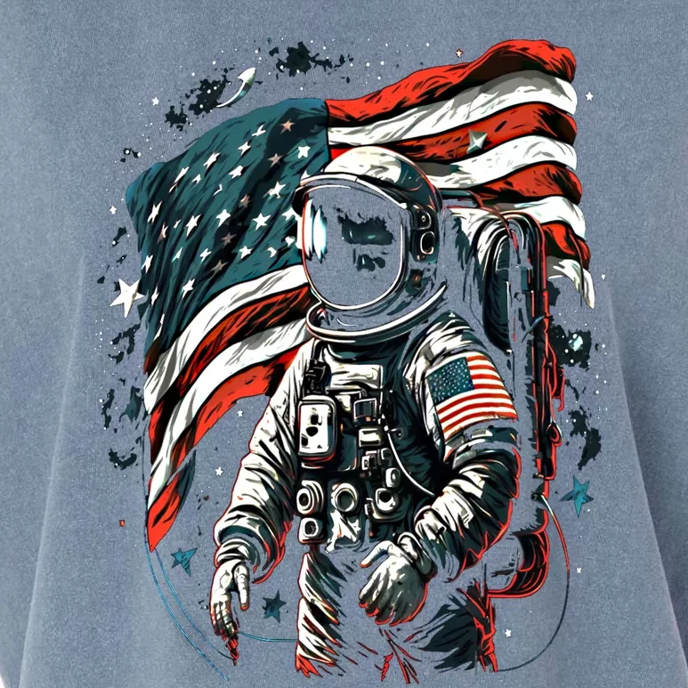 Space Astronaut American Flag Astronomy 4th Of July Gift Garment-Dyed Women's Muscle Tee