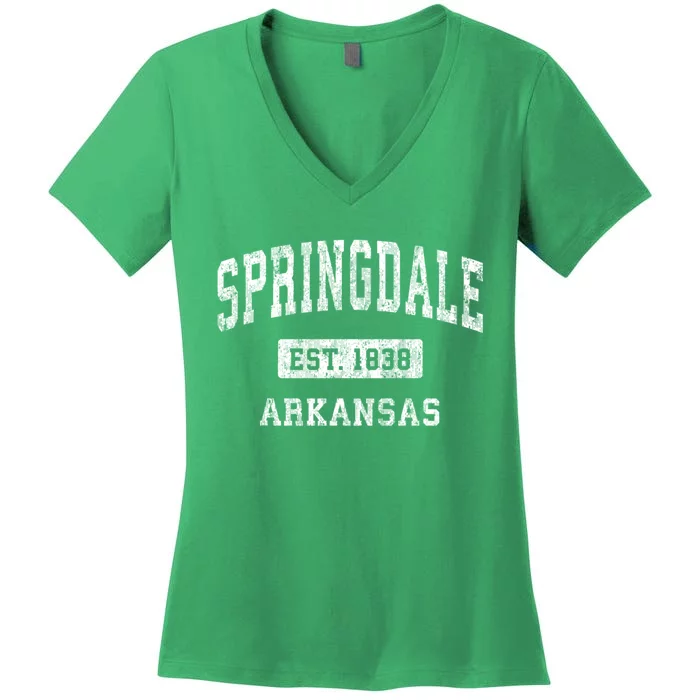 Springdale Arkansas Ar Vintage Sports Women's V-Neck T-Shirt