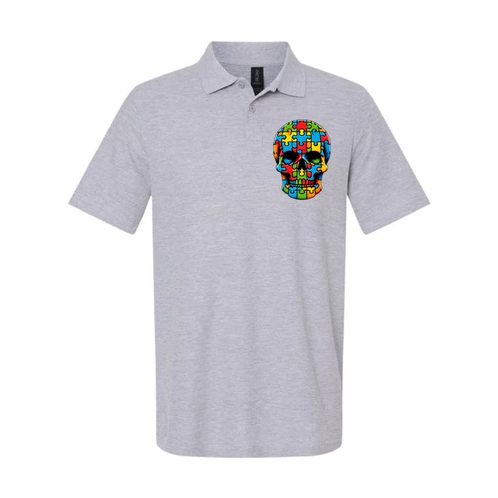 Skull Autism Awareness Autistic Supporter Softstyle Adult Sport Polo