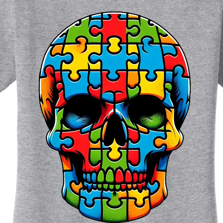 Skull Autism Awareness Autistic Supporter Women's T-Shirt