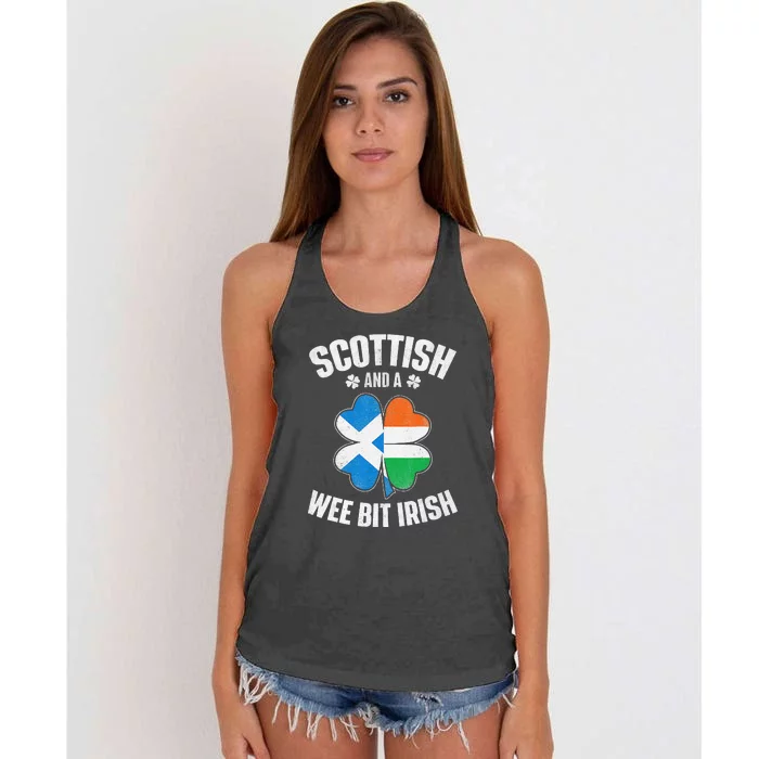 Scottish And A Wee Bit Irish Scotland Ireland Heritage Women's Knotted Racerback Tank