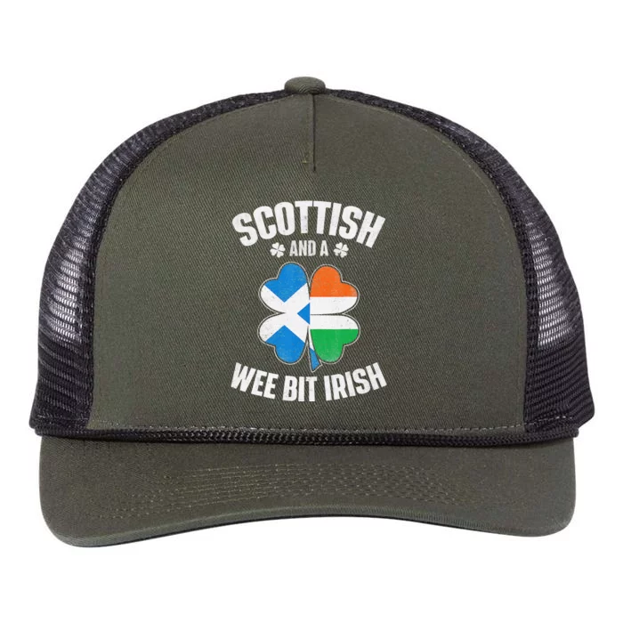 Scottish And A Wee Bit Irish Scotland Ireland Heritage Retro Rope Trucker Hat Cap