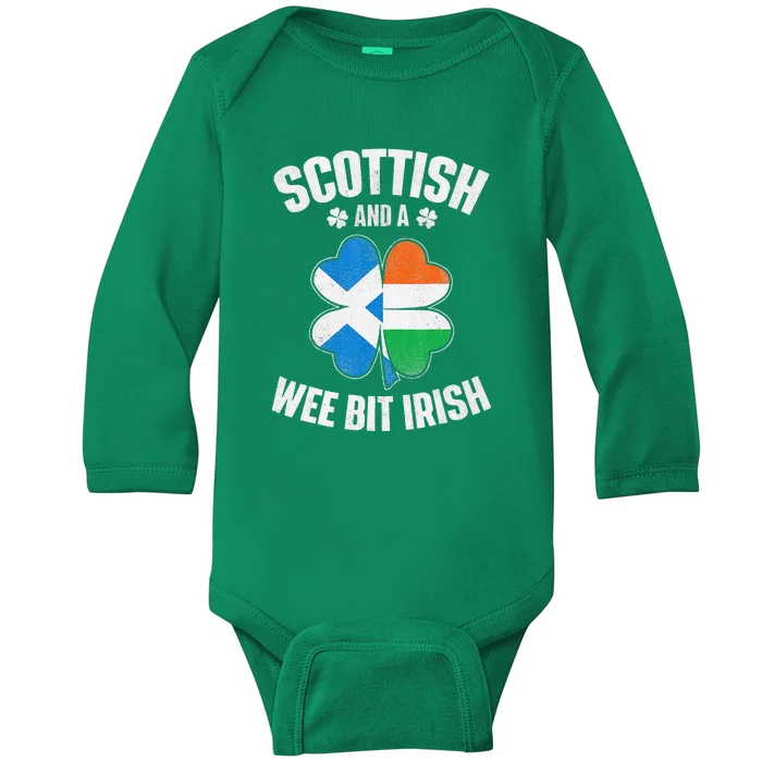 Scottish And A Wee Bit Irish Scotland Ireland Heritage Baby Long Sleeve Bodysuit