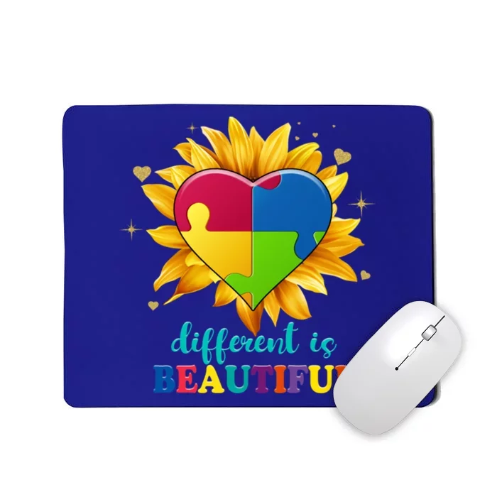 Sunflower Autism Awareness Puzzle Different Is Beautiful Gift Mousepad