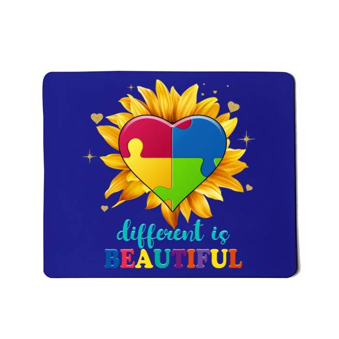 Sunflower Autism Awareness Puzzle Different Is Beautiful Gift Mousepad