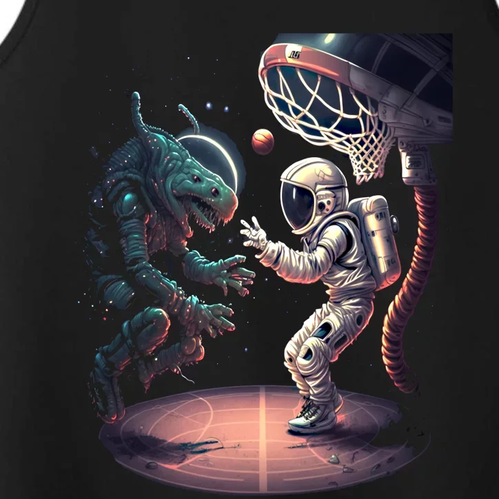 Space Astronaut Alien Playing Basketball Astronomy Space Gift Performance Tank