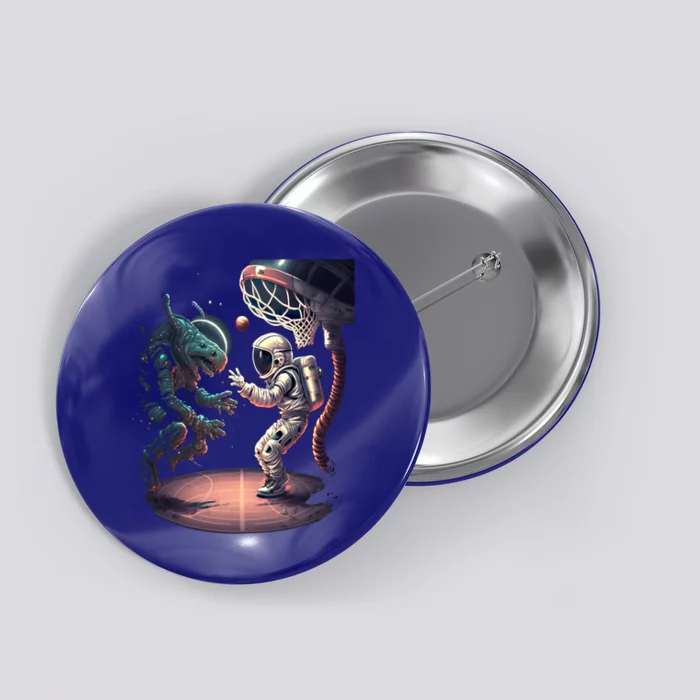 Space Astronaut Alien Playing Basketball Astronomy Space Gift Button